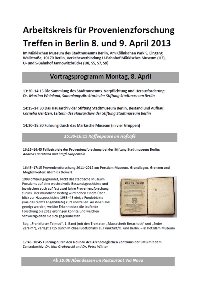 Arbeitskreis Provenienzforschung Berlin 2013