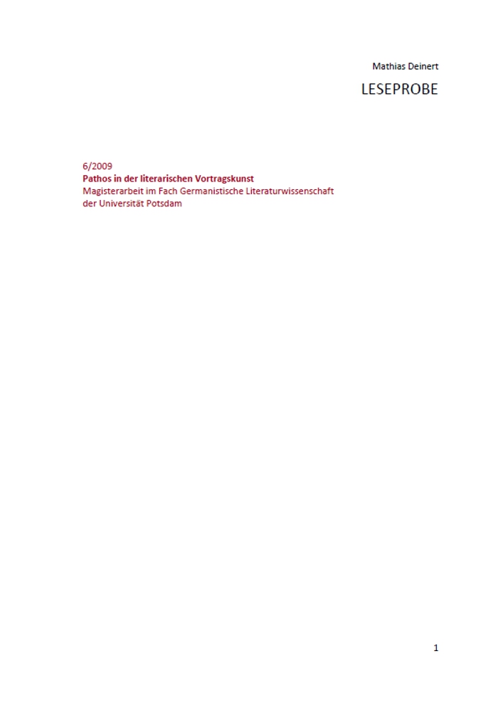Pathos in literarischer Vortragskunst